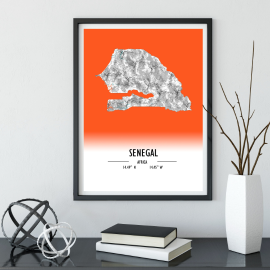 Map Poster Senegal / Senegal Map Print / Senegal Map Wall Art / Senegal Décor / Senegal Decoration / Senegal Gift / Anniversary Wedding Gift