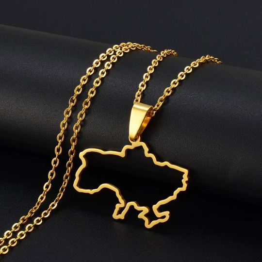 18k Gold Plated Ukraine Necklace, Ukraine Keychain, Ukraine Map, Ukraine Flag, Ukraine Poster, Ukraine Tshirt