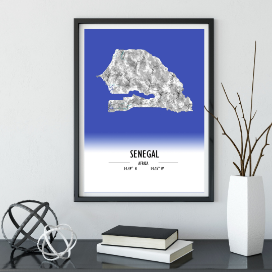 Map Poster Senegal / Senegal Map Print / Senegal Map Wall Art / Senegal Décor / Senegal Decoration / Senegal Gift / Anniversary Wedding Gift