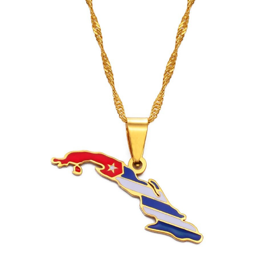 18k Gold Plated Cuba Map Necklace