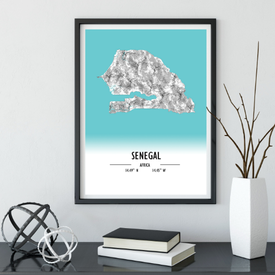 Map Poster Senegal / Senegal Map Print / Senegal Map Wall Art / Senegal Décor / Senegal Decoration / Senegal Gift / Anniversary Wedding Gift