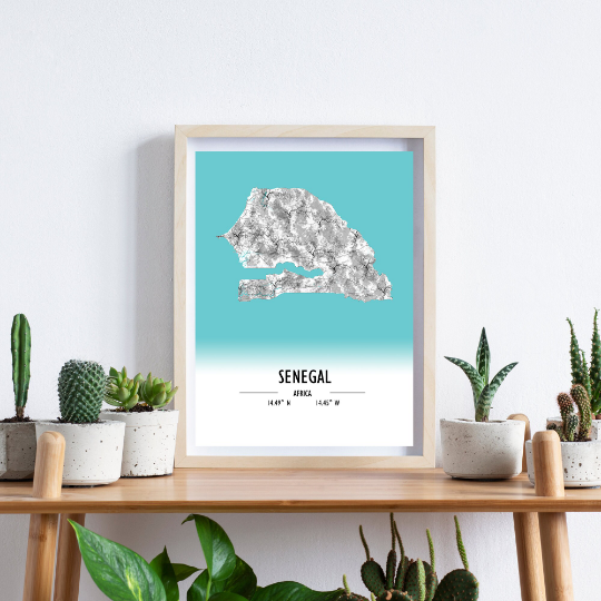 Map Poster Senegal / Senegal Map Print / Senegal Map Wall Art / Senegal Décor / Senegal Decoration / Senegal Gift / Anniversary Wedding Gift