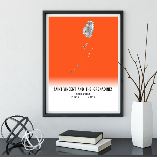 Map Poster Saint Vincent and the Grenadines / Saint Vincent and the Grenadines Map Print / Saint Vincent and the Grenadines Map Wall Art