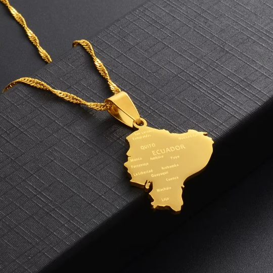 18k Gold Plated Ecuador Gold Plated Necklace, Ecuador Map Gift, Ecuador Necklace, Ecuador Map Bracelet