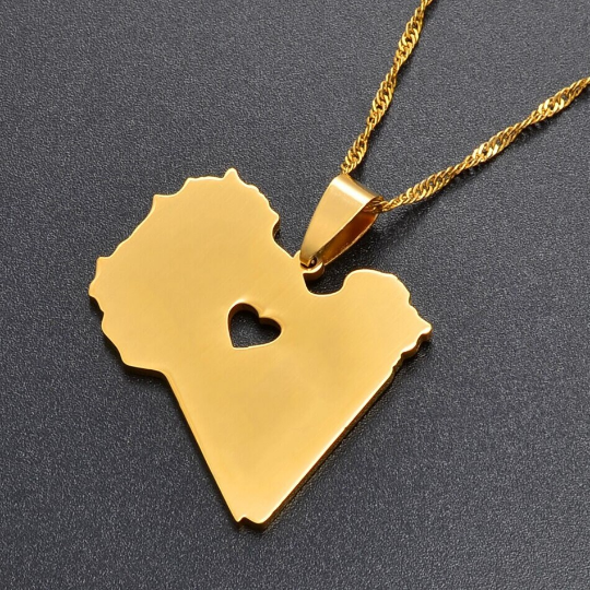 18k Gold Plated Libya Map Necklace, Libya Necklace, Libya Flag, Libya Jewelry, Libya Pendant, Libya Gifts, Libya Earrings, Libya Charm