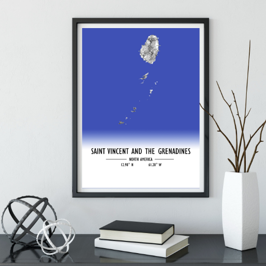 Map Poster Saint Vincent and the Grenadines / Saint Vincent and the Grenadines Map Print / Saint Vincent and the Grenadines Map Wall Art