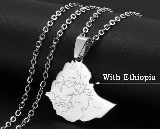 Ethiopia 18K Gold Plated Necklace / Ethiopia Jewelry / Ethiopia Pendant / Ethiopia Gift