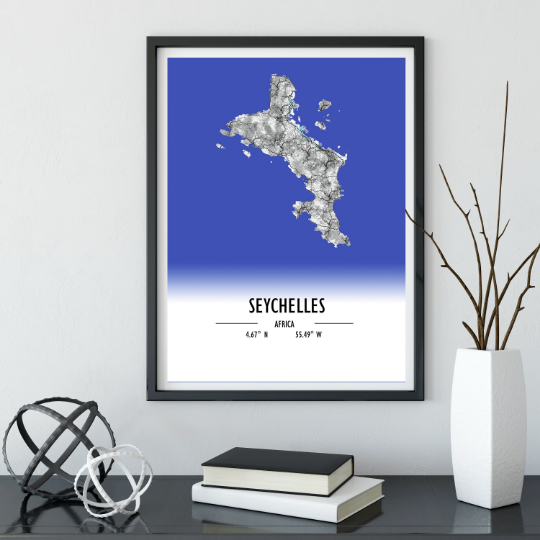 Map Poster Seychelles / Seychelles Map Print / Seychelles Map Wall Art / Seychelles Décor / Seychelles Decoration / Seychelles Gift