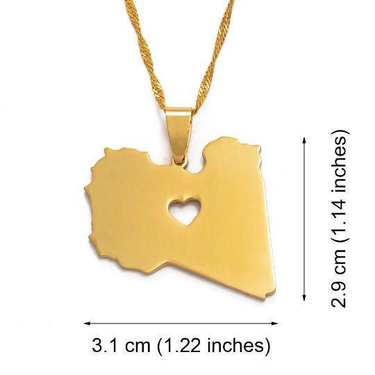 18k Gold Plated Libya Map Necklace