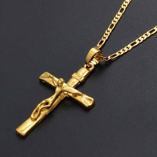 18K Gold Plated Christian Cross Necklace / Christian Cross Necklace / Jesus of Nazareth Necklace / Christian Cross Jewelry / Christian Gift