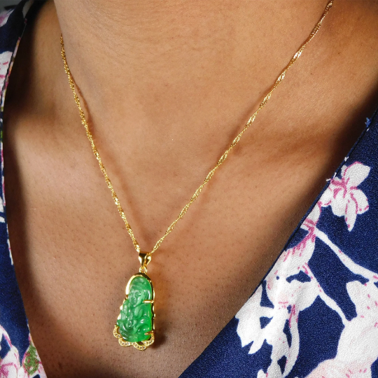 18K Gold Plated Buddha Charm Necklace / Clear Buddha Pendant / Buddhist Necklace / Buddha Jewelry / Guanyin Necklace / Buddha Amulet