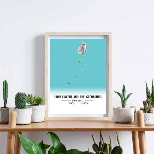 Map Poster Saint Vincent and the Grenadines / Saint Vincent and the Grenadines Map Print / Saint Vincent and the Grenadines Map Wall Art