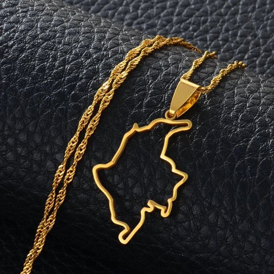 Colombia 18K Gold Plated Necklace / Colombia Jewelry / Colombia Map Necklace / Colombia Pendant / Colombia Gift / Colombia Flag