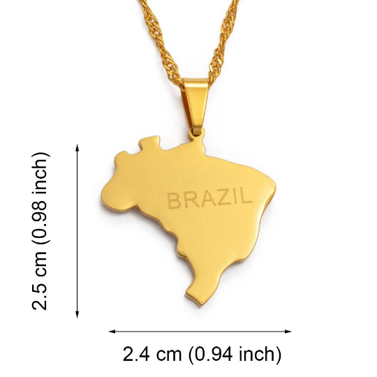 18K Gold Plated Brazil Necklace, Brazil Shirt, Brazil Carnival, Brazil Necklace, Brazil T Shirt, Brazil Mugs, Brazil Gifts, Brazil Poster