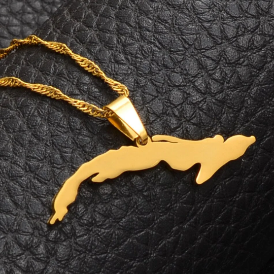 18k Gold Plated Cuba Map Necklace