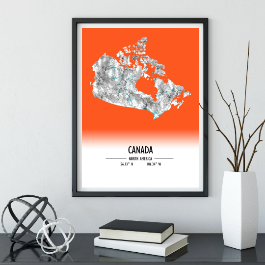 Map Poster Canada / Canada Map Print / Canada Map Wall Art / Canada Décor / Canada Decoration / Canada Gift / Anniversary Wedding Gift