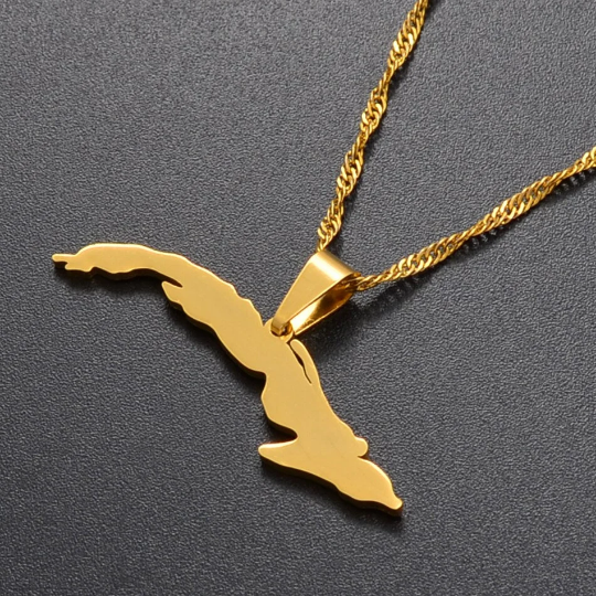 18k Gold Plated Cuba Map Necklace