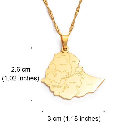 Ethiopia 18K Gold Plated Necklace / Ethiopia Jewelry / Ethiopia Pendant / Ethiopia Gift Active