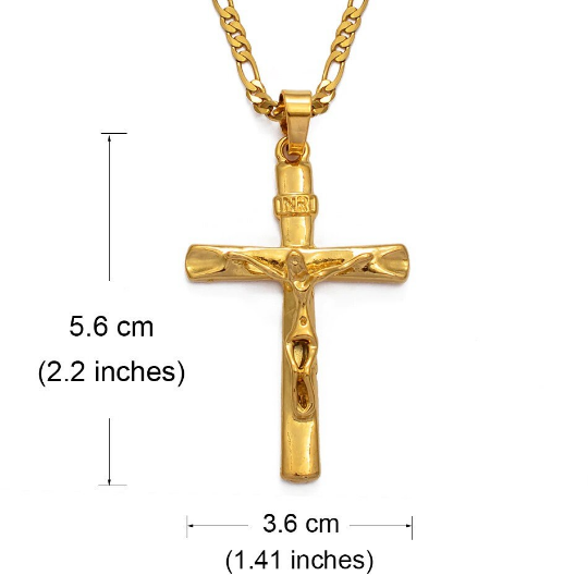18K Gold Plated Christian Cross Necklace / Christian Cross Necklace / Jesus of Nazareth Necklace / Christian Cross Jewelry / Christian Gift