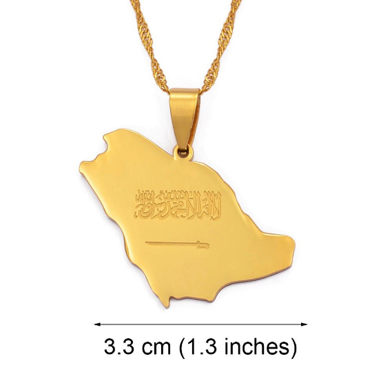 Saudi Arabia 18K Gold Plated Necklace / Saudi Arabia Jewelry / Saudi Arabia Pendant / Saudi Arabia Gift