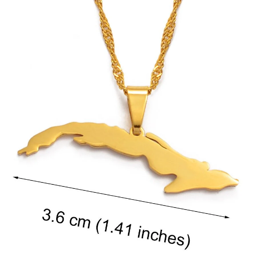 18k Gold Plated Cuba Map Necklace