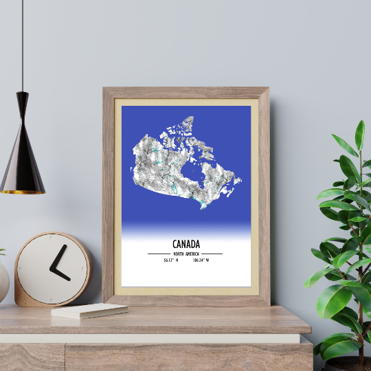 Map Poster Canada / Canada Map Print / Canada Map Wall Art / Canada Décor / Canada Decoration / Canada Gift / Anniversary Wedding Gift