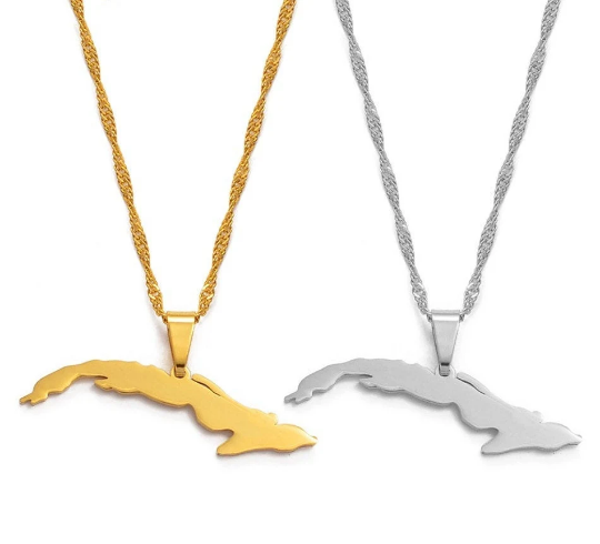 18k Gold Plated Cuba Map Necklace