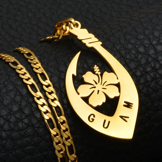 18K Gold Plated Guam Map Necklace