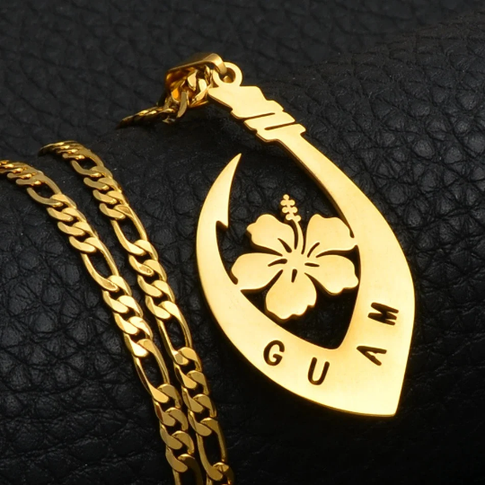 18K Gold Plated Guam Map Necklace, Guam Necklace, Guam Flag, Guam Jewelry, Guam Pendant, Guam Gifts, Guam Earrings, Guam Tshirt, Guam Charm