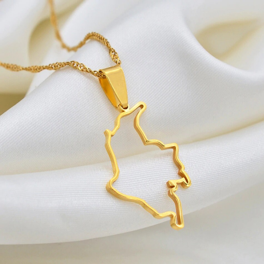 Colombia 18K Gold Plated Necklace / Colombia Jewelry / Colombia Map Necklace / Colombia Pendant / Colombia Gift / Colombia Flag