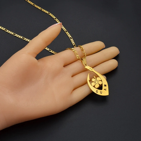 18K Gold Plated Guam Map Necklace