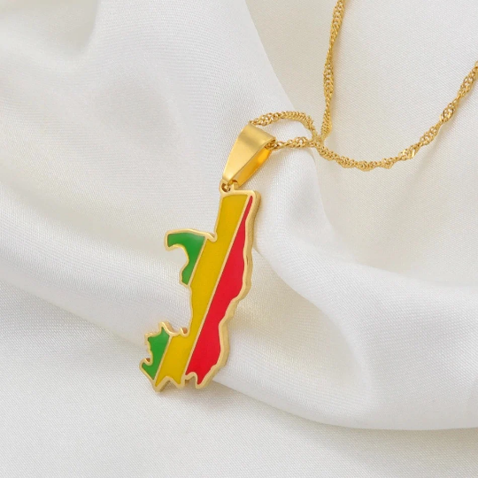 Republic Of Congo 18k Gold Plated Necklace / Republic Of Congo Jewelry / Republic Of Congo Pendant / Republic Of Congo Gift