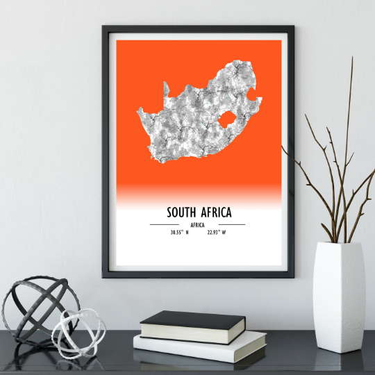 Map Poster South Africa / South Africa Map Print / South Africa Map Wall Art / South Africa Décor / South Africa Decoration / South Africa