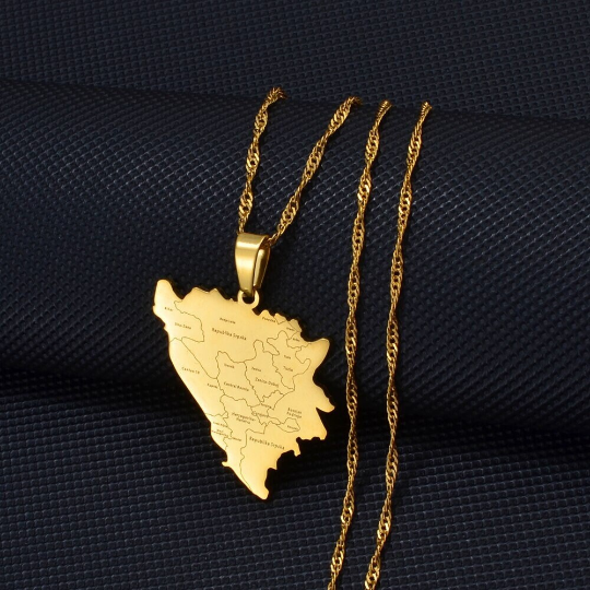 18k Gold Plated Bosnia And Herzegovina Necklace