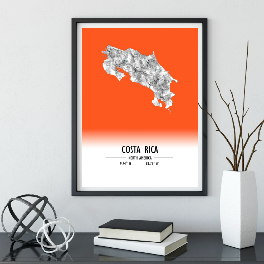 Map Poster Costa Rica / Costa Rica Map Print / Costa Rica Map Wall Art / Costa Rica Décor / Costa Rica Decoration / Costa Rica Gift