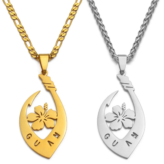 18K Gold Plated Guam Map Necklace