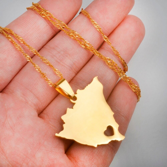 Nicaragua 18k Gold Plated Necklace / Nicaragua Flag Color Necklace / Nicaragua Map / Nicaragua Jewelry / Nicaragua Pendant / Nicaragua Gift