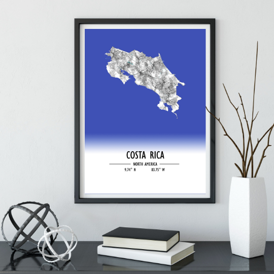 Map Poster Costa Rica / Costa Rica Map Print / Costa Rica Map Wall Art / Costa Rica Décor / Costa Rica Decoration / Costa Rica Gift