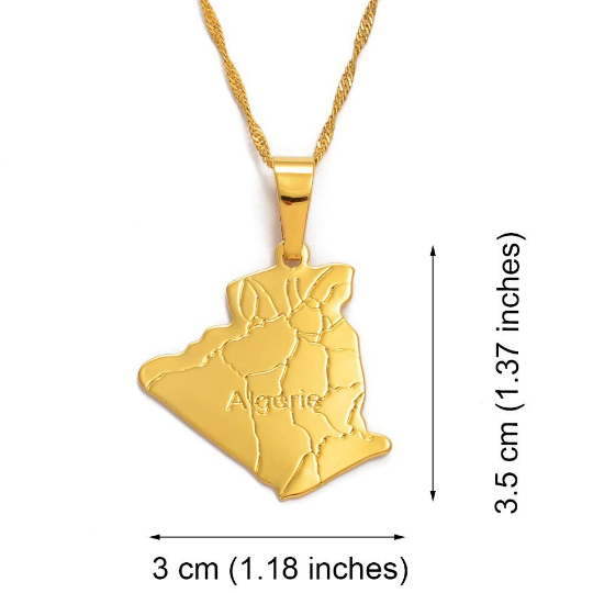 Algeria 18K Gold Plated Necklace /Algeria Jewelry / Algeria Pendant / Algeria Gift
