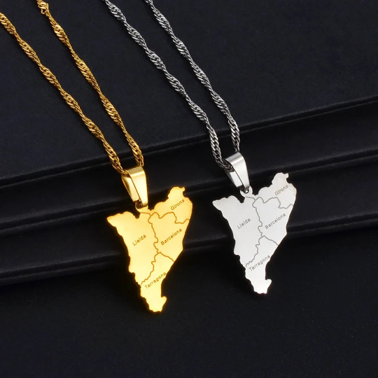 18K Gold Plated Catalonia Gold Color Necklace, Catalonia Earrings, Catalonia Jewelry, Catalonia Bracelet, Catalonia Flag, Catalonia Gift Active