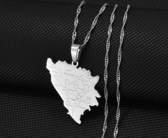 18k Gold Plated Bosnia And Herzegovina Necklace