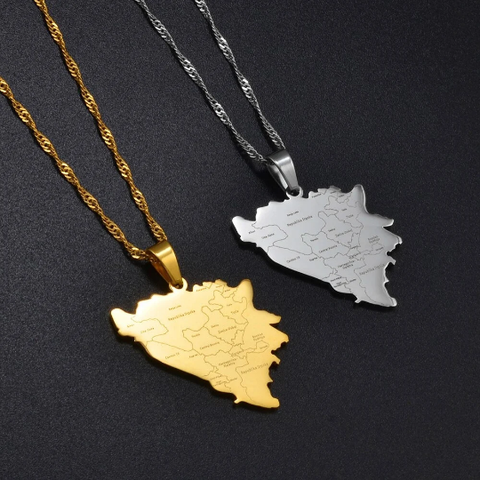 18k Gold Plated Bosnia And Herzegovina Necklace