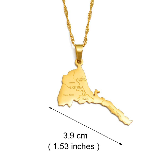 18k Gold Plated Eritrea Necklace, Eritrea Necklace, Eritrea Shirt, Eritrea Gift, Eritrea Pendant, Eritrea Charm, Eritrea Chain