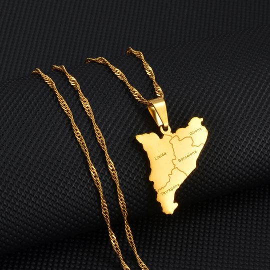 18K Gold Plated Catalonia Gold Color Necklace, Catalonia Earrings, Catalonia Jewelry, Catalonia Bracelet, Catalonia Flag, Catalonia Gift Active