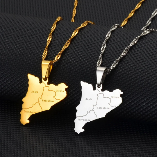 18K Gold Plated Catalonia Gold Color Necklace, Catalonia Earrings, Catalonia Jewelry, Catalonia Bracelet, Catalonia Flag, Catalonia Gift Active