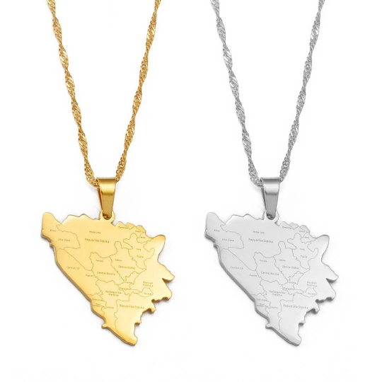 18k Gold Plated Bosnia And Herzegovina Necklace