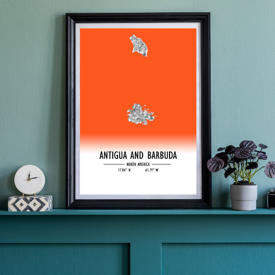Map Poster Antigua and Barbuda / Antigua and Barbuda Map Print / Antigua and Barbuda Map Wall Art / Antigua and Barbuda Décor