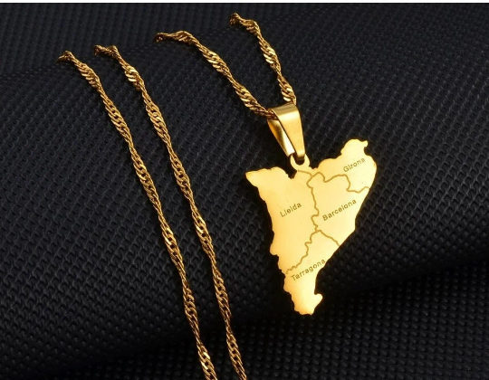 18K Gold Plated Catalonia Gold Color Necklace, Catalonia Earrings, Catalonia Jewelry, Catalonia Bracelet, Catalonia Flag, Catalonia Gift Active
