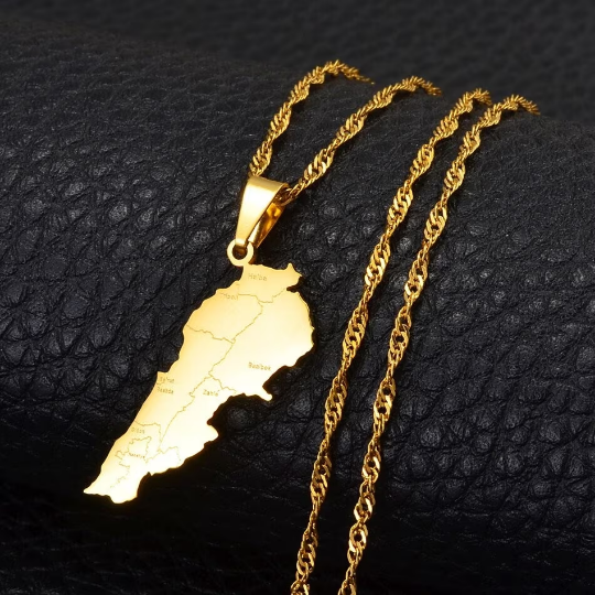 18k Gold Plated Lebanon Necklace / Lebanon Jewelry / Lebanon Necklace / Lebanon Map Lebanon Gift