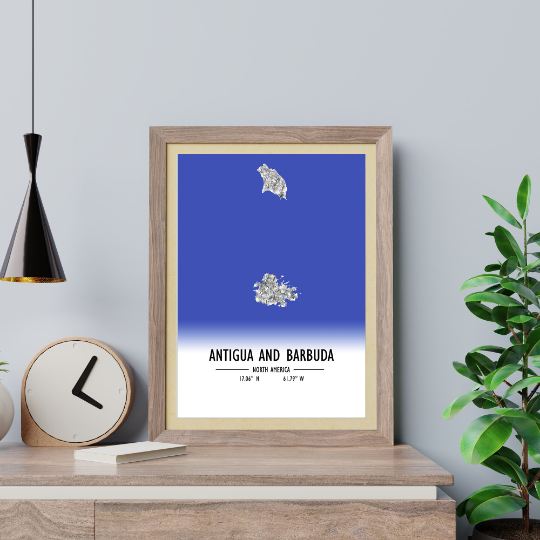 Map Poster Antigua and Barbuda / Antigua and Barbuda Map Print / Antigua and Barbuda Map Wall Art / Antigua and Barbuda Décor